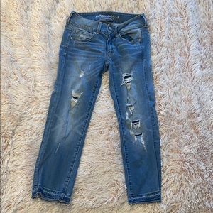 American Eagle ripped cropped jeans